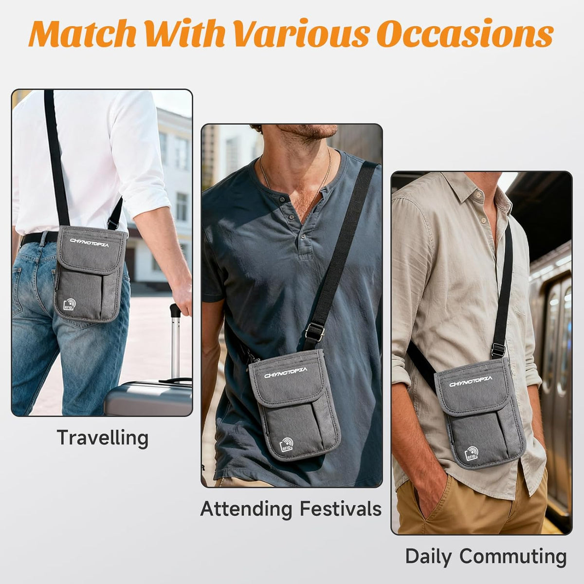 Neck Wallet & RFID Blocking Passport Holder for Travel – Waterproof Hidden Travel Wallet with Card Slots, Adjustable Strap, Portable Document Organizer for Men, Women (Gift) Khaki