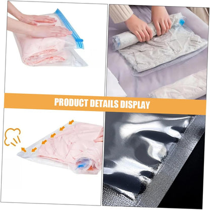 12pcs Hand Roll up Vacuum Compression Bags 35x50cm 40x60cm Pa+pe 7-layer Reusable Space Saving Travel Organizer for Suitcases and Clothing Storage