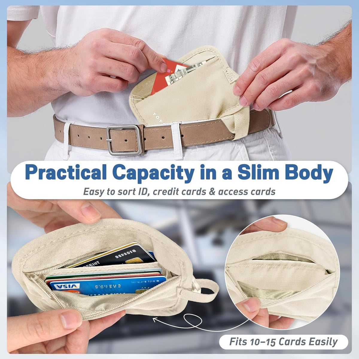 RFID Blocking Hidden Stash Clip, Travel Wallet Water-Repellent