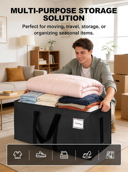 Supports 200lbs Heavy Duty Moving Bags - Strong Zipper & Wrap-Around Handles - Water-Resistant Storage Totes, Durable Alternative to Moving Boxes - 8 Pack - Semi-Transparent
