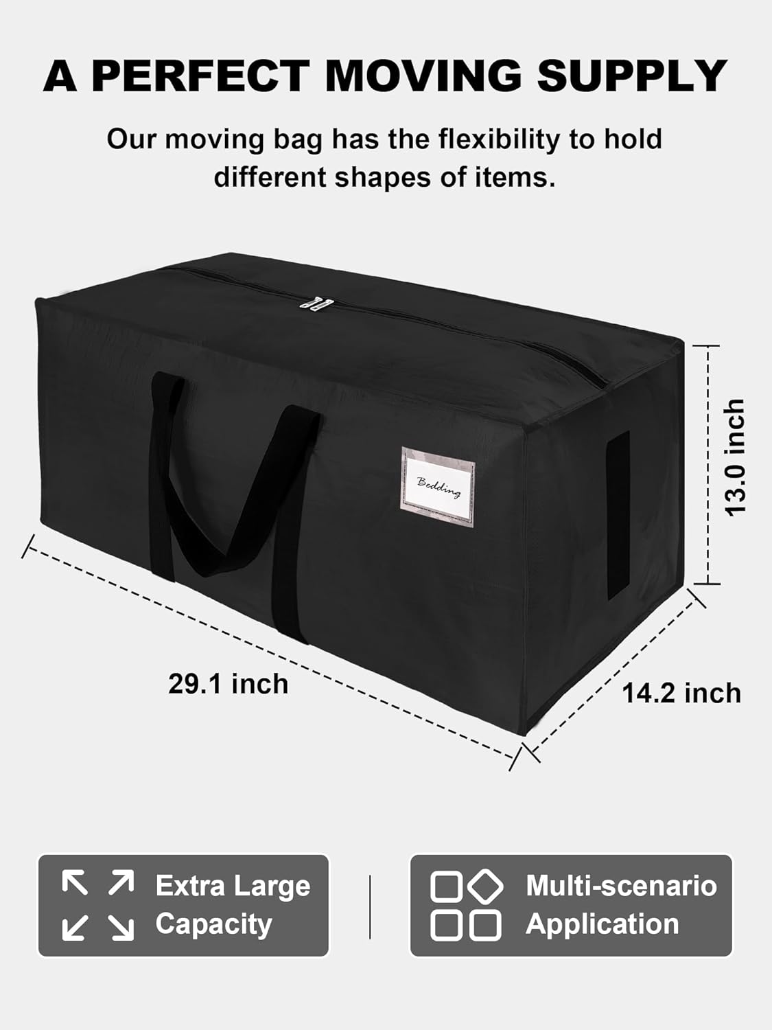 Supports 200lbs Heavy Duty Moving Bags - Strong Zipper & Wrap-Around Handles - Water-Resistant Storage Totes, Durable Alternative to Moving Boxes - 8 Pack - Semi-Transparent