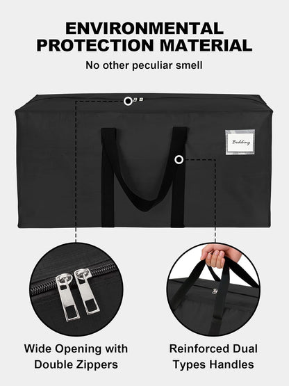 Supports 200lbs Heavy Duty Moving Bags - Strong Zipper & Wrap-Around Handles - Water-Resistant Storage Totes, Durable Alternative to Moving Boxes - 8 Pack - Semi-Transparent