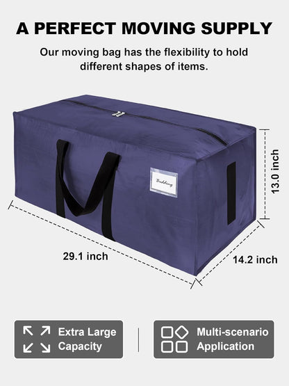 Supports 200lbs Heavy Duty Moving Bags - Strong Zipper & Wrap-Around Handles - Water-Resistant Storage Totes, Durable Alternative to Moving Boxes - 8 Pack - Semi-Transparent