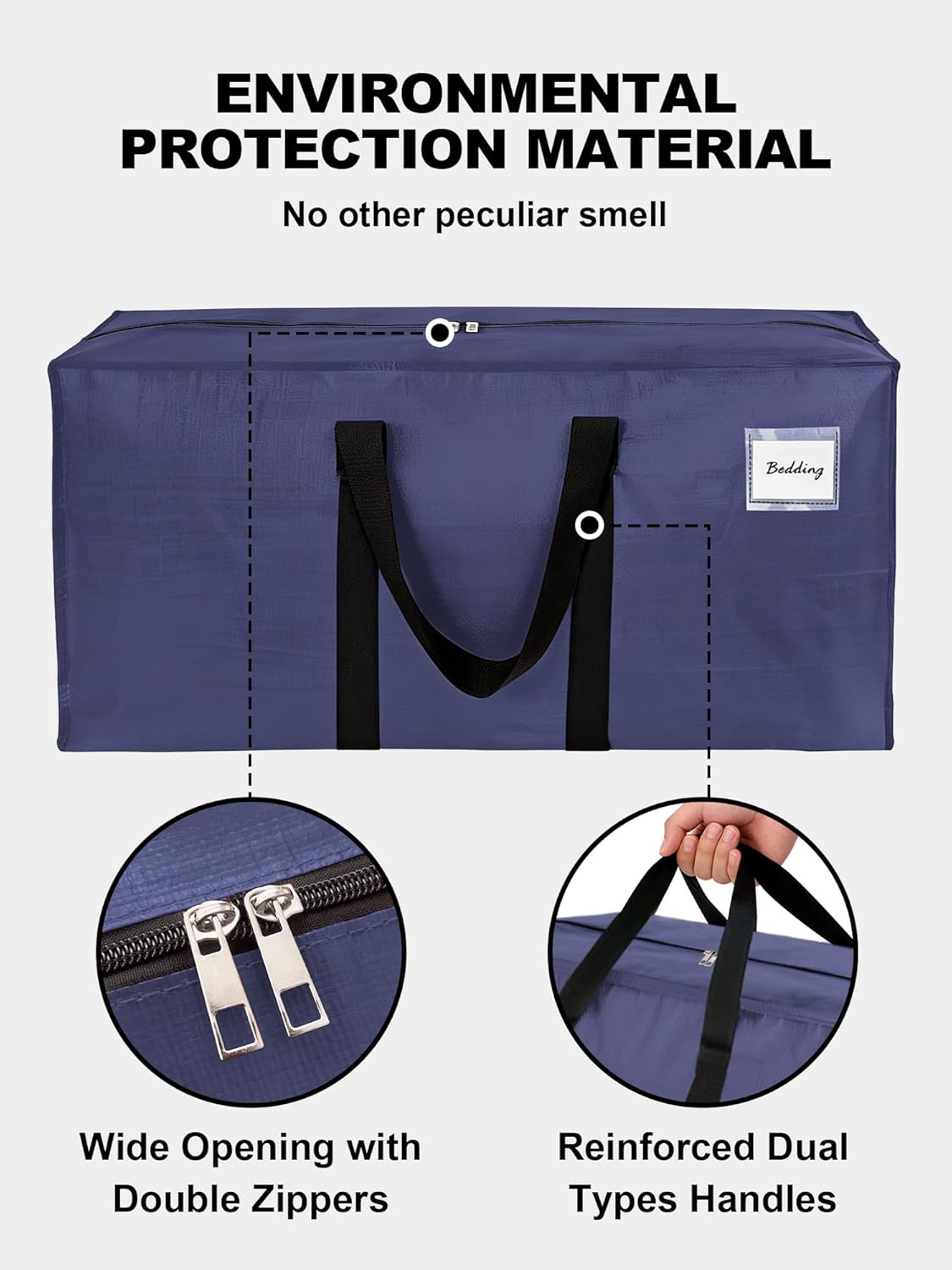 Supports 200lbs Heavy Duty Moving Bags - Strong Zipper & Wrap-Around Handles - Water-Resistant Storage Totes, Durable Alternative to Moving Boxes - 8 Pack - Semi-Transparent
