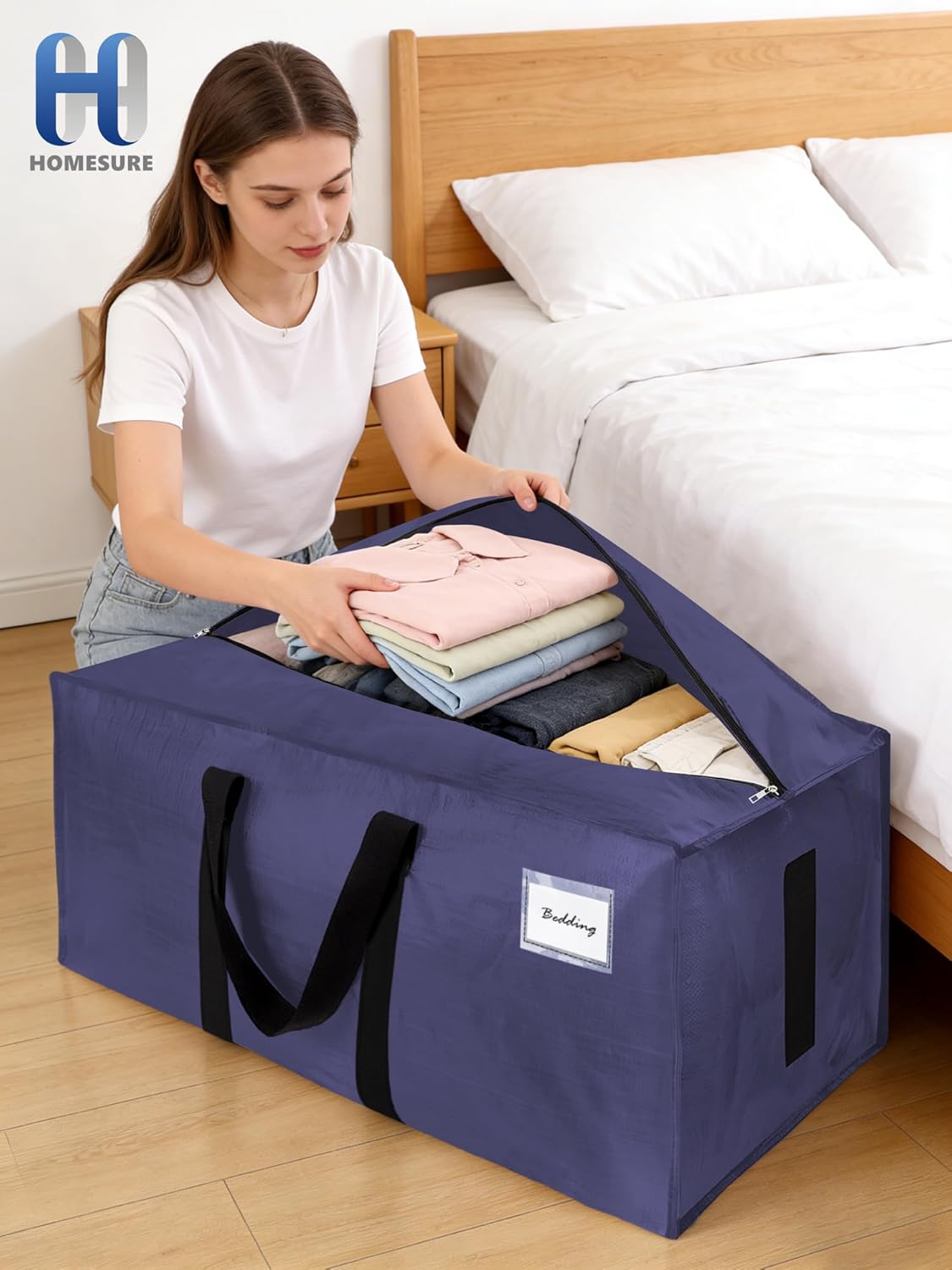 Supports 200lbs Heavy Duty Moving Bags - Strong Zipper & Wrap-Around Handles - Water-Resistant Storage Totes, Durable Alternative to Moving Boxes - 8 Pack - Semi-Transparent