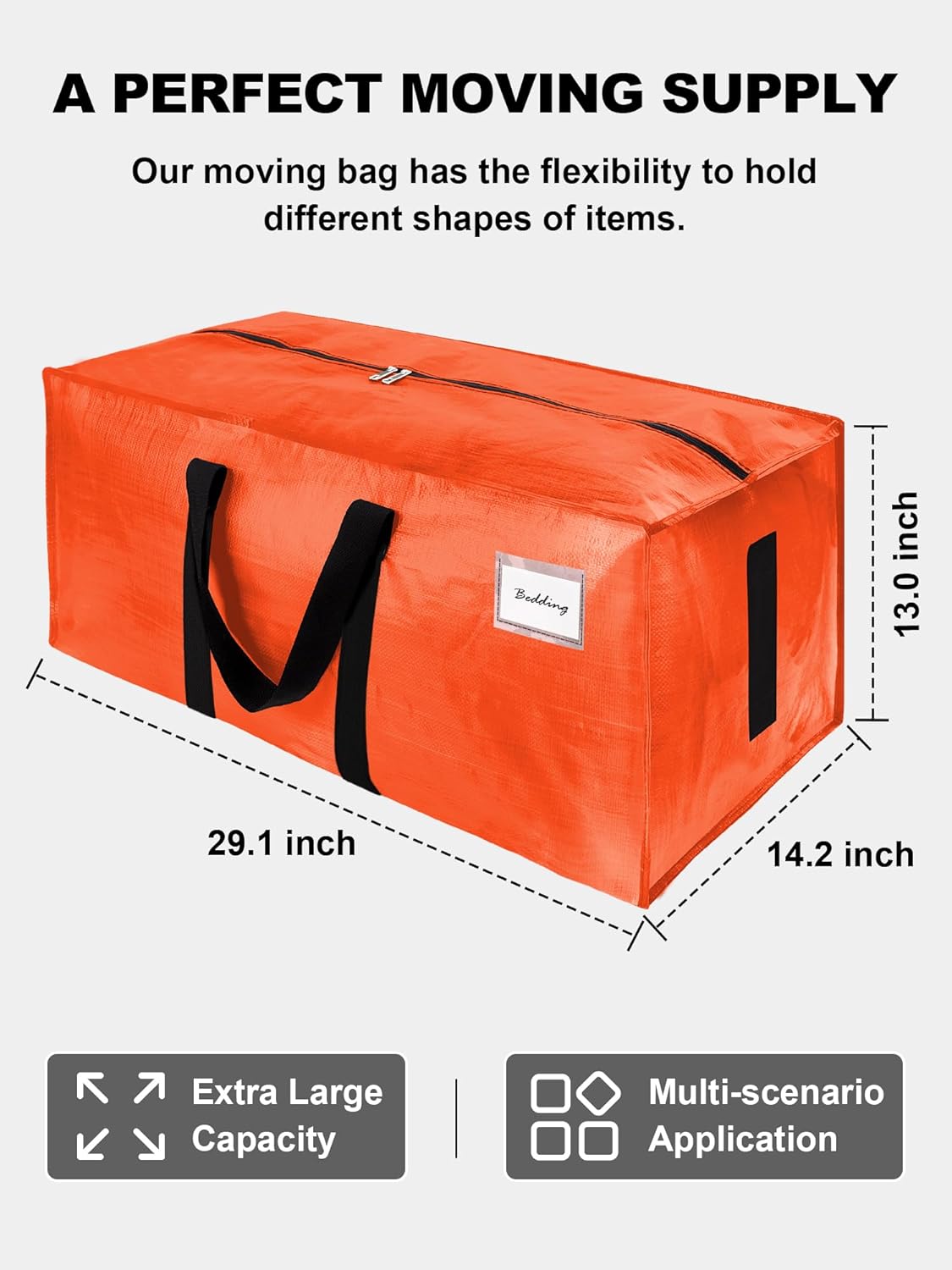 Supports 200lbs Heavy Duty Moving Bags - Strong Zipper & Wrap-Around Handles - Water-Resistant Storage Totes, Durable Alternative to Moving Boxes - 8 Pack - Semi-Transparent