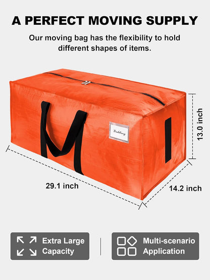 Supports 200lbs Heavy Duty Moving Bags - Strong Zipper & Wrap-Around Handles - Water-Resistant Storage Totes, Durable Alternative to Moving Boxes - 8 Pack - Semi-Transparent