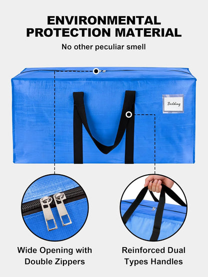 Supports 200lbs Heavy Duty Moving Bags - Strong Zipper & Wrap-Around Handles - Water-Resistant Storage Totes, Durable Alternative to Moving Boxes - 8 Pack - Semi-Transparent