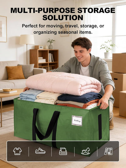 Supports 200lbs Heavy Duty Moving Bags - Strong Zipper & Wrap-Around Handles - Water-Resistant Storage Totes, Durable Alternative to Moving Boxes - 8 Pack - Semi-Transparent
