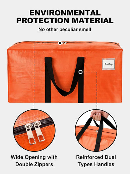 Supports 200lbs Heavy Duty Moving Bags - Strong Zipper & Wrap-Around Handles - Water-Resistant Storage Totes, Durable Alternative to Moving Boxes - 8 Pack - Semi-Transparent