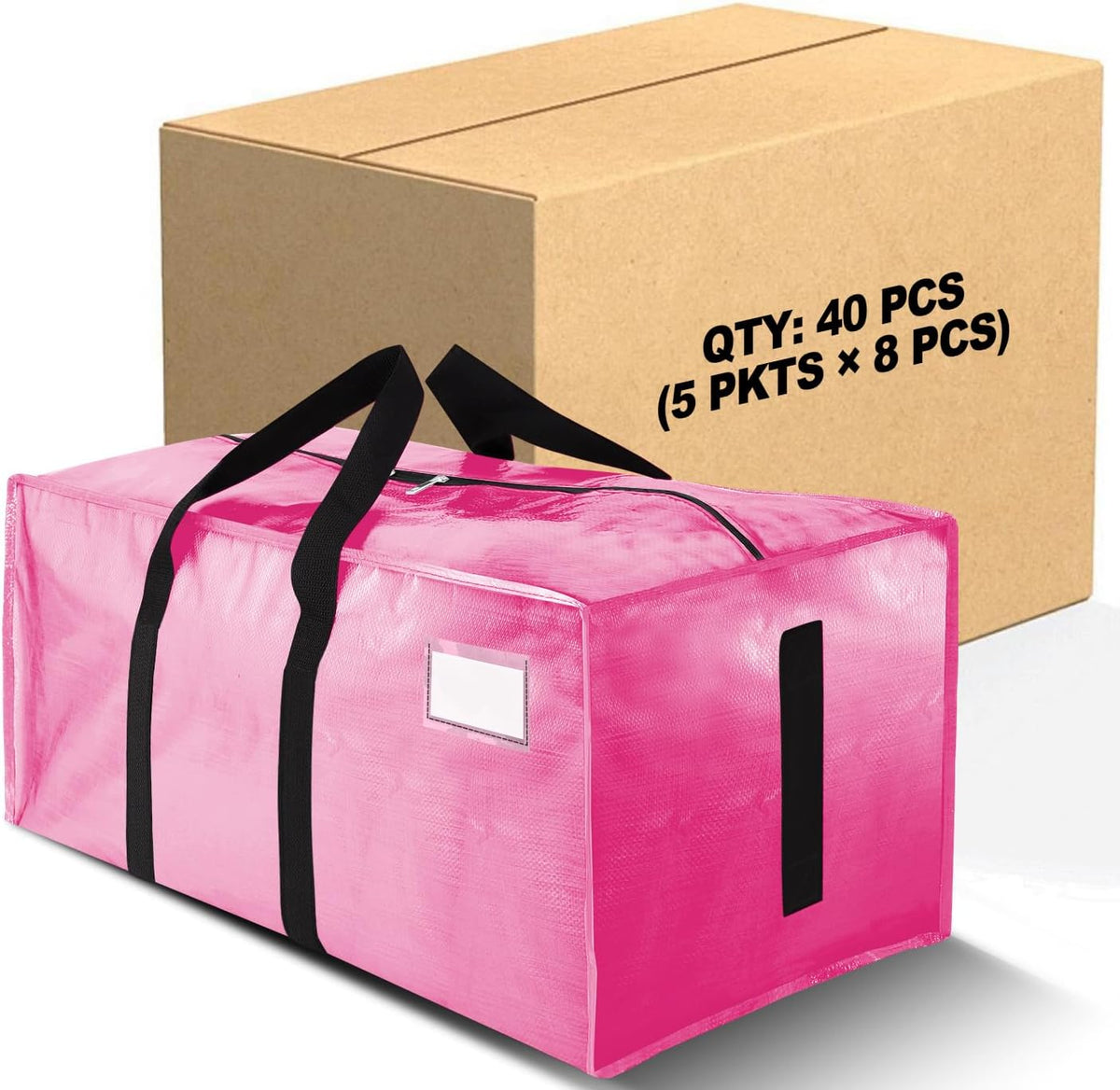 Supports 200lbs Heavy Duty Moving Bags - Strong Zipper & Wrap-Around Handles - Water-Resistant Storage Totes, Durable Alternative to Moving Boxes - 8 Pack - Semi-Transparent