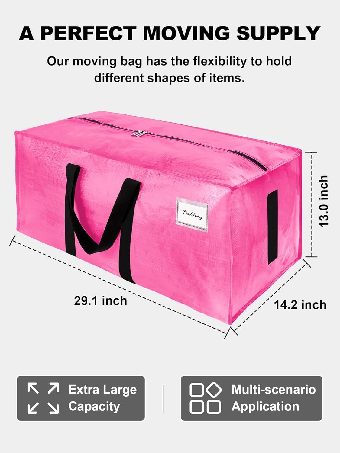 Supports 200lbs Heavy Duty Moving Bags - Strong Zipper & Wrap-Around Handles - Water-Resistant Storage Totes, Durable Alternative to Moving Boxes - 8 Pack - Semi-Transparent