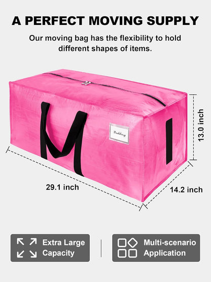 Supports 200lbs Heavy Duty Moving Bags - Strong Zipper & Wrap-Around Handles - Water-Resistant Storage Totes, Durable Alternative to Moving Boxes - 8 Pack - Semi-Transparent