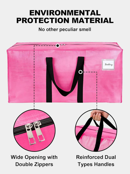 Supports 200lbs Heavy Duty Moving Bags - Strong Zipper & Wrap-Around Handles - Water-Resistant Storage Totes, Durable Alternative to Moving Boxes - 8 Pack - Semi-Transparent