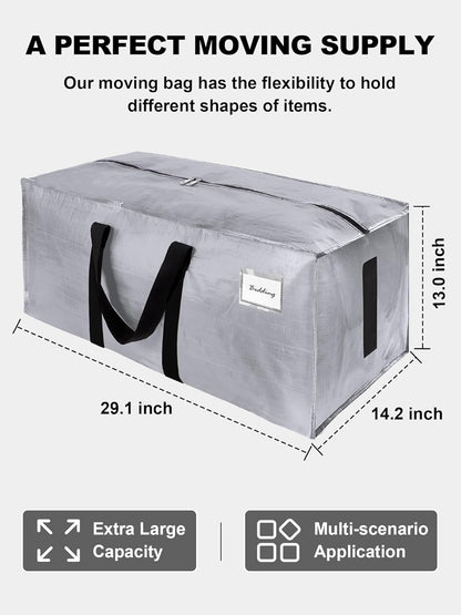 Supports 200lbs Heavy Duty Moving Bags - Strong Zipper & Wrap-Around Handles - Water-Resistant Storage Totes, Durable Alternative to Moving Boxes - 8 Pack - Semi-Transparent