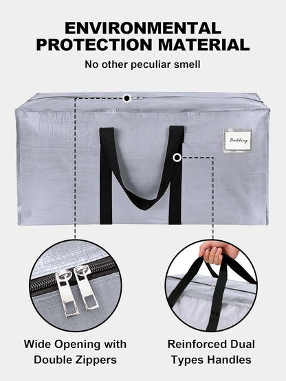 Supports 200lbs Heavy Duty Moving Bags - Strong Zipper & Wrap-Around Handles - Water-Resistant Storage Totes, Durable Alternative to Moving Boxes - 8 Pack - Semi-Transparent