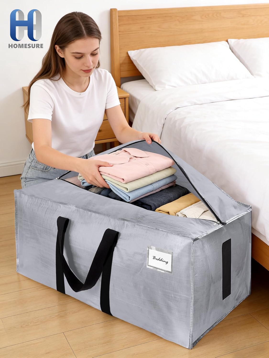 Supports 200lbs Heavy Duty Moving Bags - Strong Zipper & Wrap-Around Handles - Water-Resistant Storage Totes, Durable Alternative to Moving Boxes - 8 Pack - Semi-Transparent