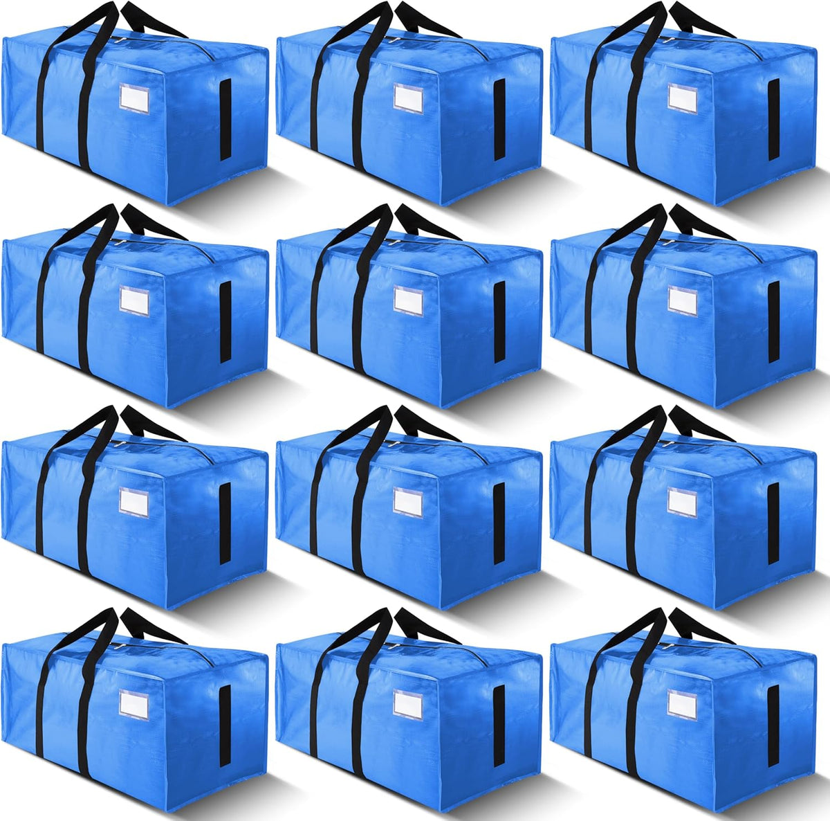 Supports 200lbs Heavy Duty Moving Bags - Strong Zipper & Wrap-Around Handles - Water-Resistant Storage Totes, Durable Alternative to Moving Boxes - 8 Pack - Semi-Transparent