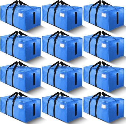 Supports 200lbs Heavy Duty Moving Bags - Strong Zipper & Wrap-Around Handles - Water-Resistant Storage Totes, Durable Alternative to Moving Boxes - 8 Pack - Semi-Transparent
