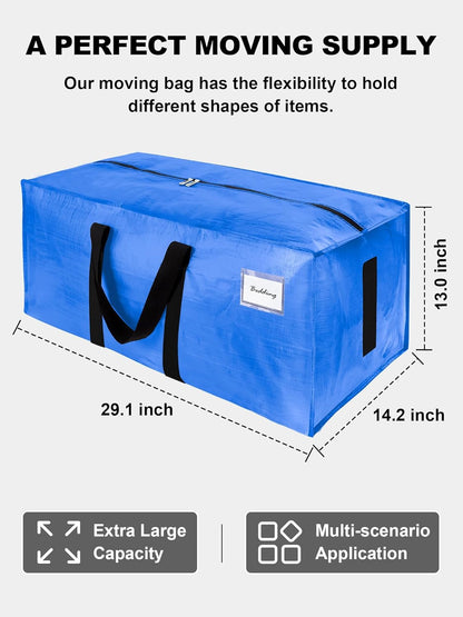 Supports 200lbs Heavy Duty Moving Bags - Strong Zipper & Wrap-Around Handles - Water-Resistant Storage Totes, Durable Alternative to Moving Boxes - 8 Pack - Semi-Transparent