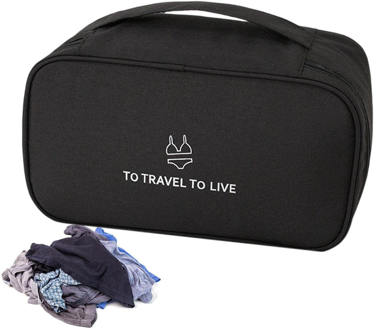 Travel Bra Underwaer Organizer Compact Lingerie Box Fornight Toiletry Bag, Portable Multi-Functional Underwear Organizer Case with Handle Travel Storage Bag Cube Cosmetic Bag