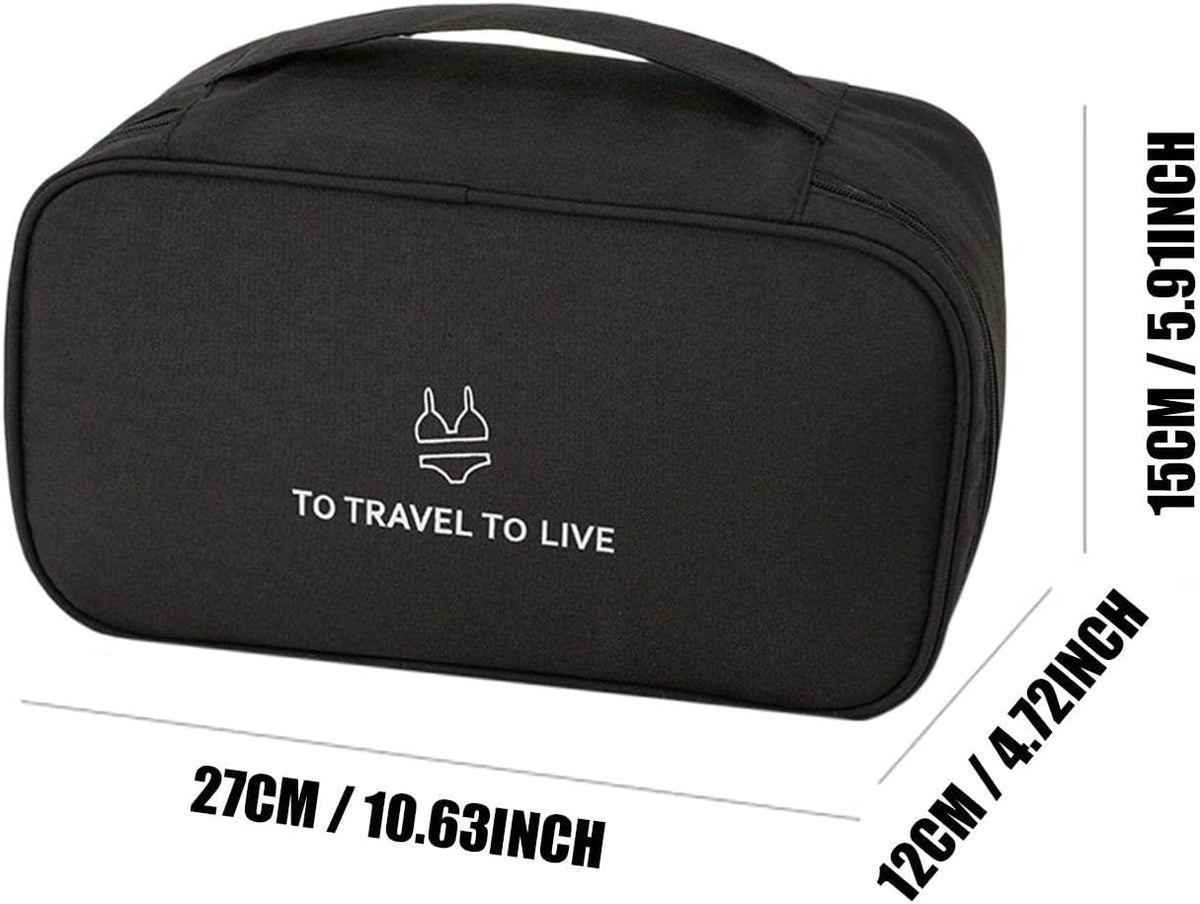 Travel Bra Underwaer Organizer Compact Lingerie Box Fornight Toiletry Bag, Portable Multi-Functional Underwear Organizer Case with Handle Travel Storage Bag Cube Cosmetic Bag