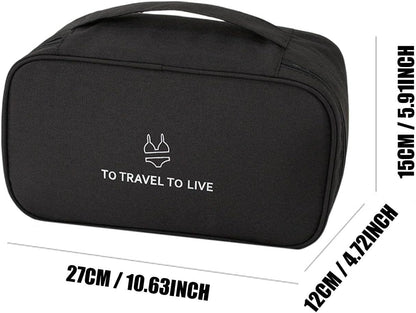 Travel Bra Underwaer Organizer Compact Lingerie Box Fornight Toiletry Bag, Portable Multi-Functional Underwear Organizer Case with Handle Travel Storage Bag Cube Cosmetic Bag
