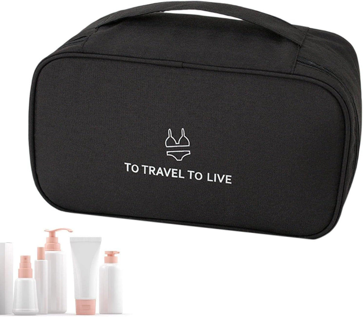 Travel Bra Underwaer Organizer Compact Lingerie Box Fornight Toiletry Bag, Portable Multi-Functional Underwear Organizer Case with Handle Travel Storage Bag Cube Cosmetic Bag
