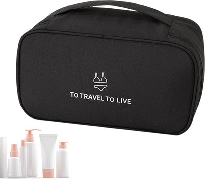 Travel Bra Underwaer Organizer Compact Lingerie Box Fornight Toiletry Bag, Portable Multi-Functional Underwear Organizer Case with Handle Travel Storage Bag Cube Cosmetic Bag