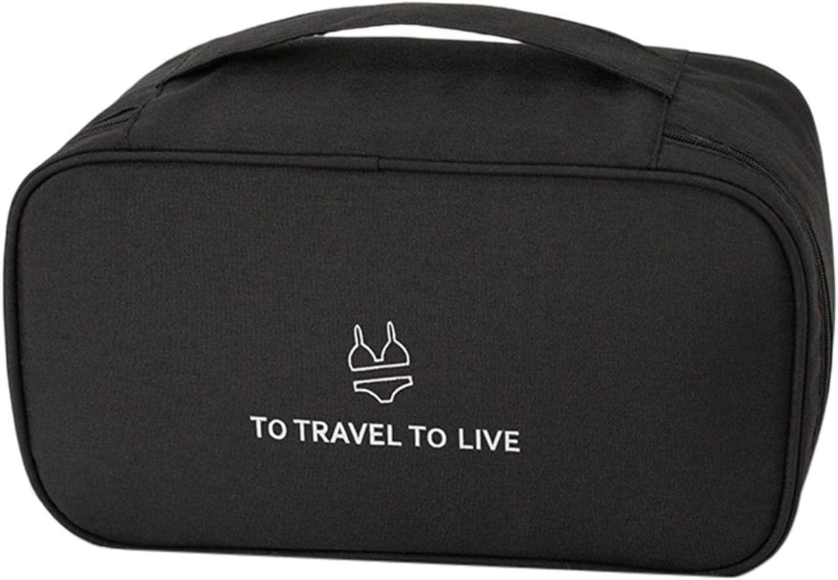 Travel Bra Underwaer Organizer Compact Lingerie Box Fornight Toiletry Bag, Portable Multi-Functional Underwear Organizer Case with Handle Travel Storage Bag Cube Cosmetic Bag