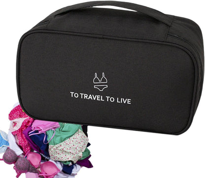 Travel Bra Underwaer Organizer Compact Lingerie Box Fornight Toiletry Bag, Portable Multi-Functional Underwear Organizer Case with Handle Travel Storage Bag Cube Cosmetic Bag