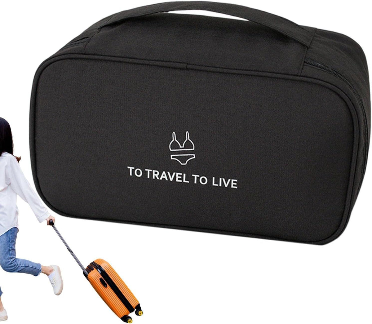 Travel Bra Underwaer Organizer Compact Lingerie Box Fornight Toiletry Bag, Portable Multi-Functional Underwear Organizer Case with Handle Travel Storage Bag Cube Cosmetic Bag
