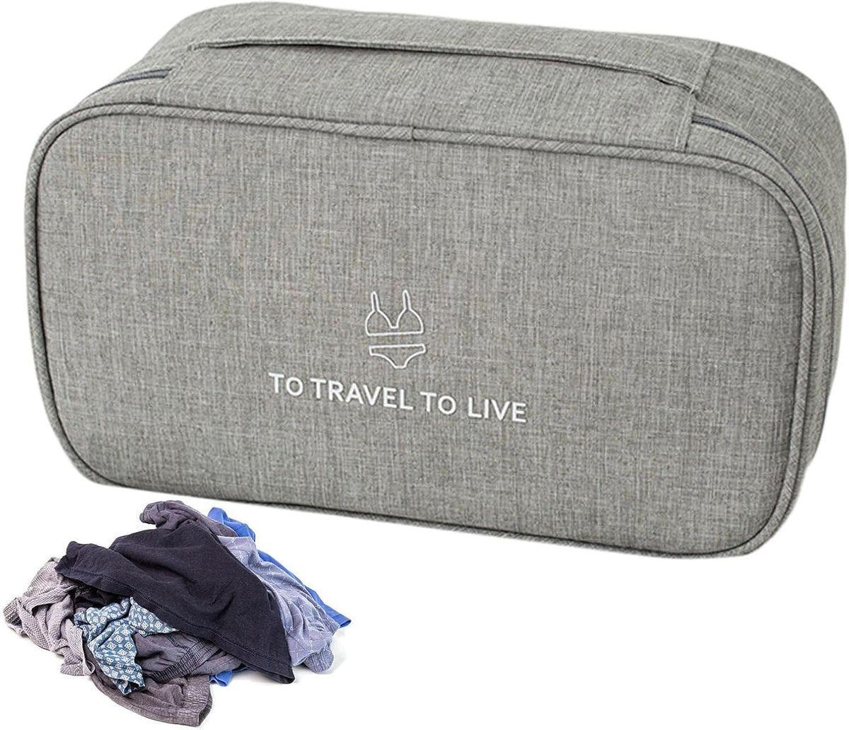 Travel Bra Underwaer Organizer Compact Lingerie Box Fornight Toiletry Bag, Portable Multi-Functional Underwear Organizer Case with Handle Travel Storage Bag Cube Cosmetic Bag