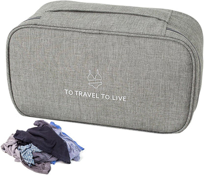 Travel Bra Underwaer Organizer Compact Lingerie Box Fornight Toiletry Bag, Portable Multi-Functional Underwear Organizer Case with Handle Travel Storage Bag Cube Cosmetic Bag