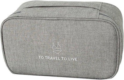Travel Bra Underwaer Organizer Compact Lingerie Box Fornight Toiletry Bag, Portable Multi-Functional Underwear Organizer Case with Handle Travel Storage Bag Cube Cosmetic Bag