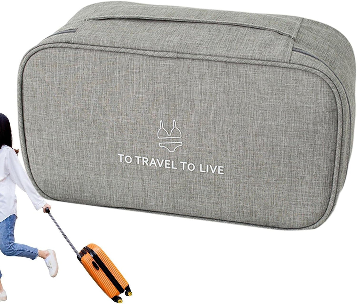 Travel Bra Underwaer Organizer Compact Lingerie Box Fornight Toiletry Bag, Portable Multi-Functional Underwear Organizer Case with Handle Travel Storage Bag Cube Cosmetic Bag