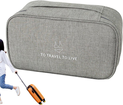 Travel Bra Underwaer Organizer Compact Lingerie Box Fornight Toiletry Bag, Portable Multi-Functional Underwear Organizer Case with Handle Travel Storage Bag Cube Cosmetic Bag
