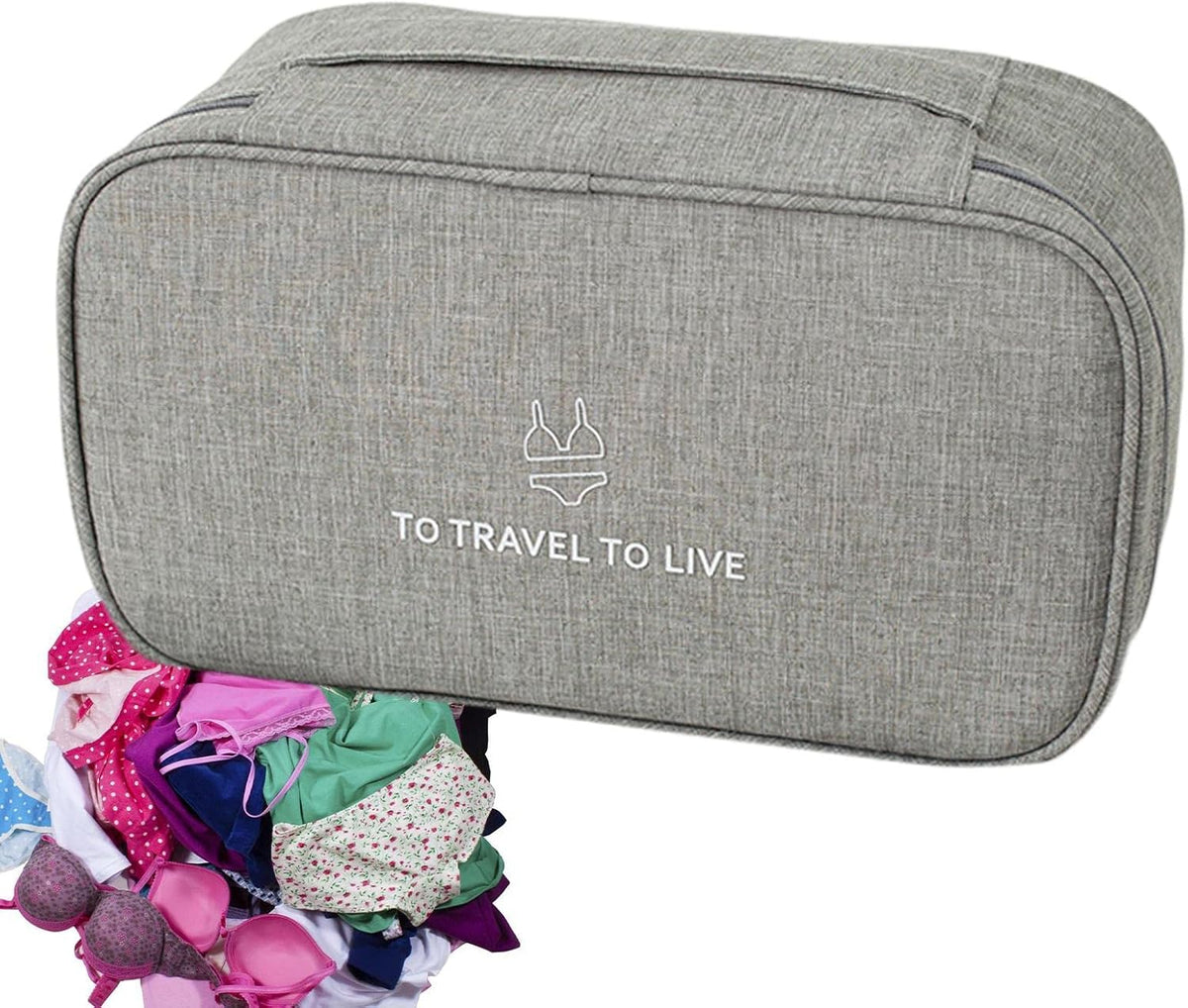 Travel Bra Underwaer Organizer Compact Lingerie Box Fornight Toiletry Bag, Portable Multi-Functional Underwear Organizer Case with Handle Travel Storage Bag Cube Cosmetic Bag