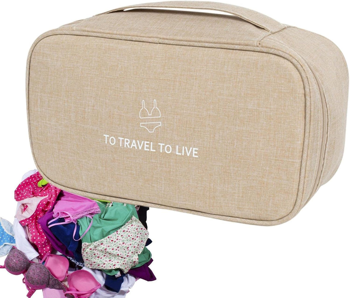 Travel Bra Underwaer Organizer Compact Lingerie Box Fornight Toiletry Bag, Portable Multi-Functional Underwear Organizer Case with Handle Travel Storage Bag Cube Cosmetic Bag