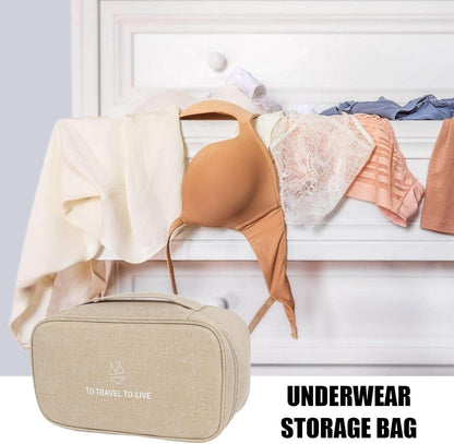 Travel Bra Underwaer Organizer Compact Lingerie Box Fornight Toiletry Bag, Portable Multi-Functional Underwear Organizer Case with Handle Travel Storage Bag Cube Cosmetic Bag