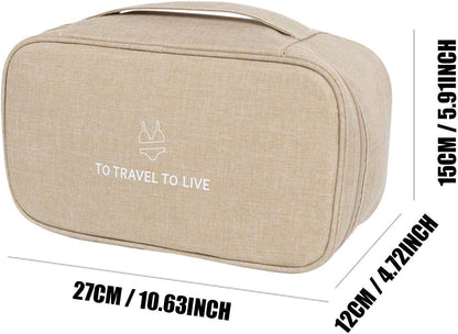 Travel Bra Underwaer Organizer Compact Lingerie Box Fornight Toiletry Bag, Portable Multi-Functional Underwear Organizer Case with Handle Travel Storage Bag Cube Cosmetic Bag