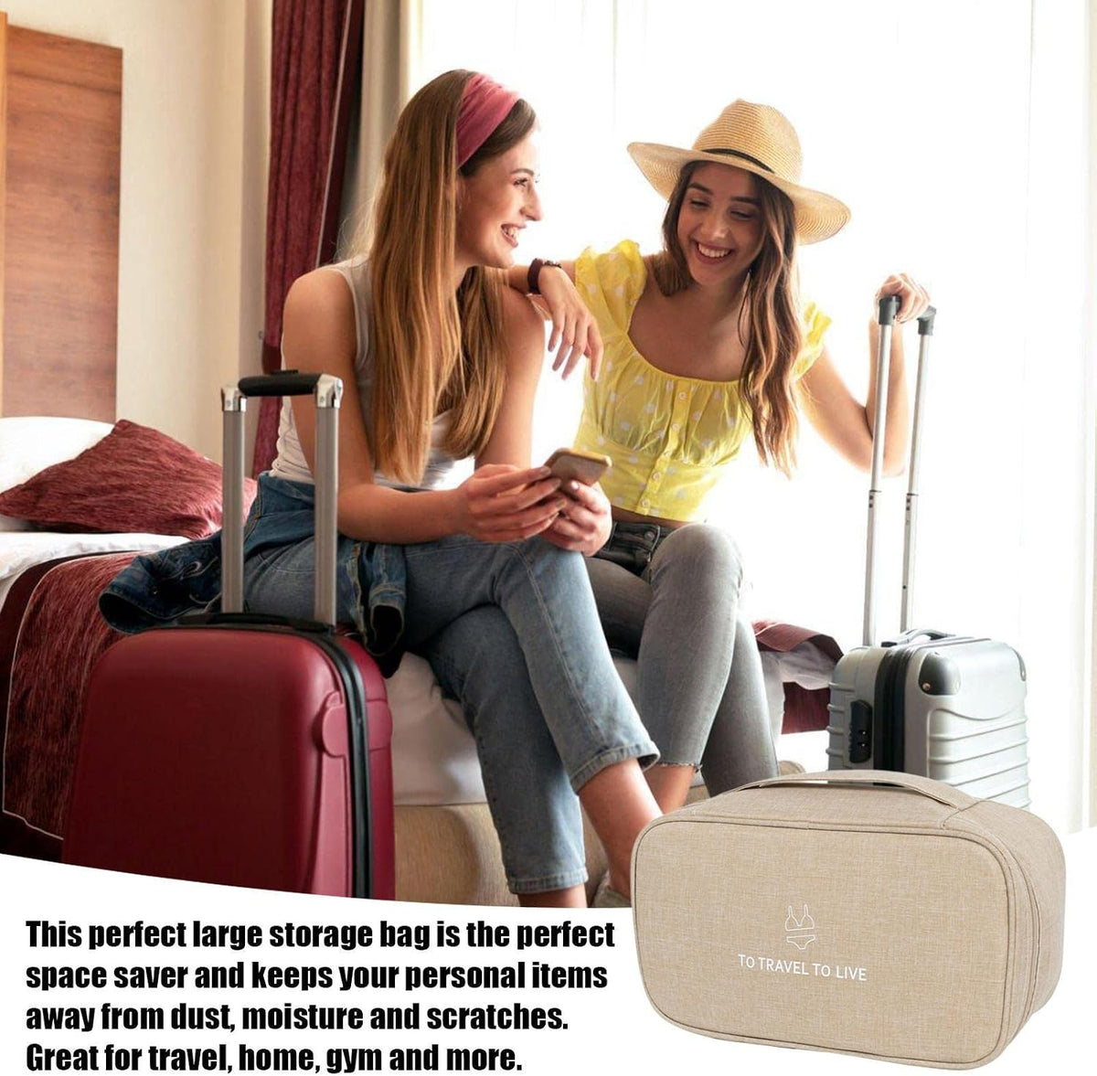 Travel Bra Underwaer Organizer Compact Lingerie Box Fornight Toiletry Bag, Portable Multi-Functional Underwear Organizer Case with Handle Travel Storage Bag Cube Cosmetic Bag