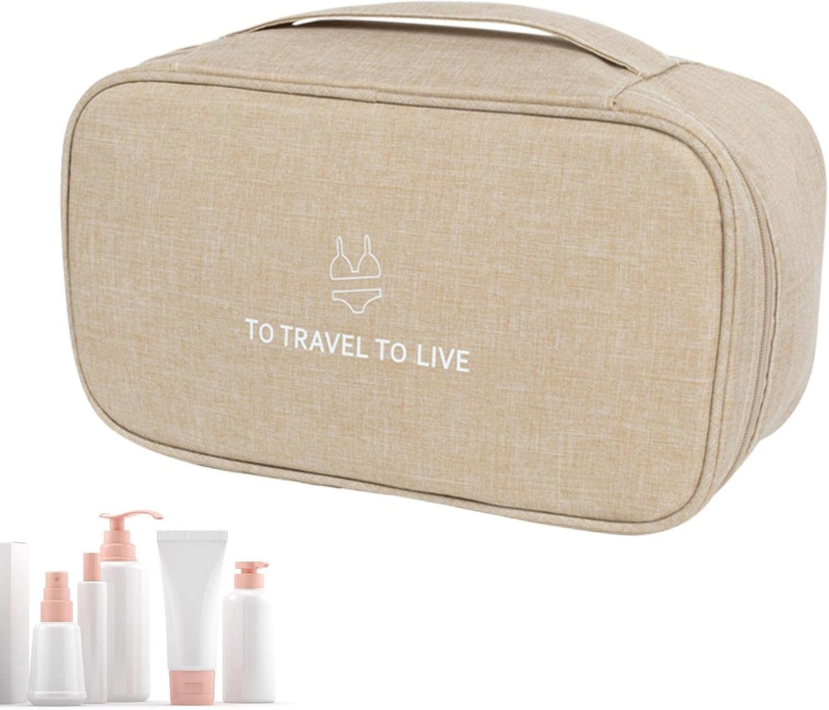Travel Bra Underwaer Organizer Compact Lingerie Box Fornight Toiletry Bag, Portable Multi-Functional Underwear Organizer Case with Handle Travel Storage Bag Cube Cosmetic Bag