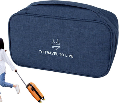 Travel Bra Underwaer Organizer Compact Lingerie Box Fornight Toiletry Bag, Portable Multi-Functional Underwear Organizer Case with Handle Travel Storage Bag Cube Cosmetic Bag