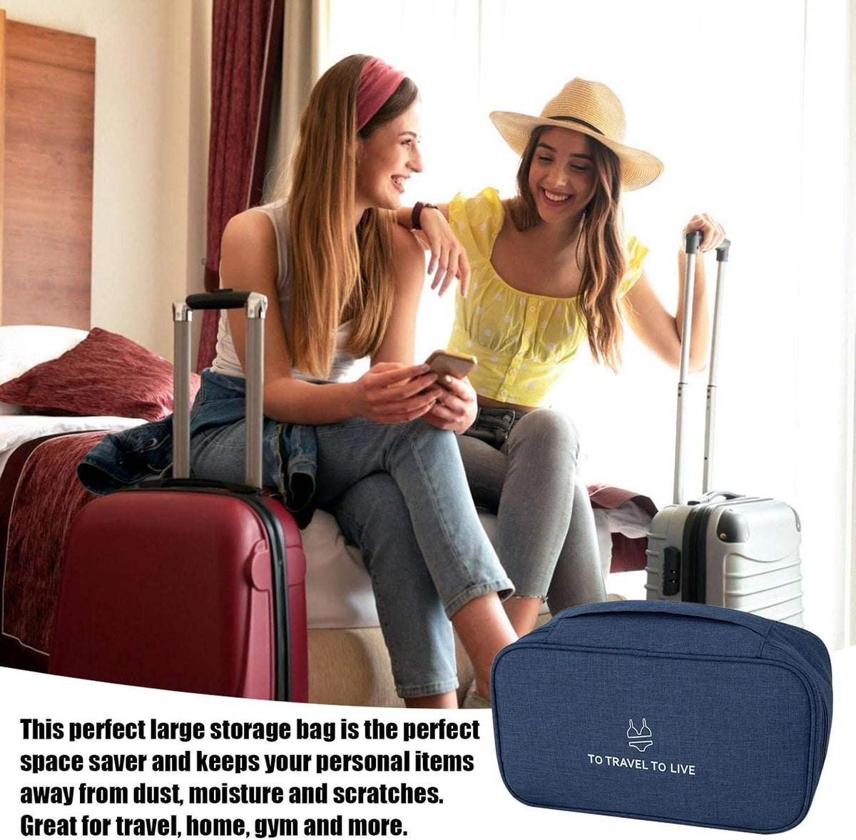 Travel Bra Underwaer Organizer Compact Lingerie Box Fornight Toiletry Bag, Portable Multi-Functional Underwear Organizer Case with Handle Travel Storage Bag Cube Cosmetic Bag