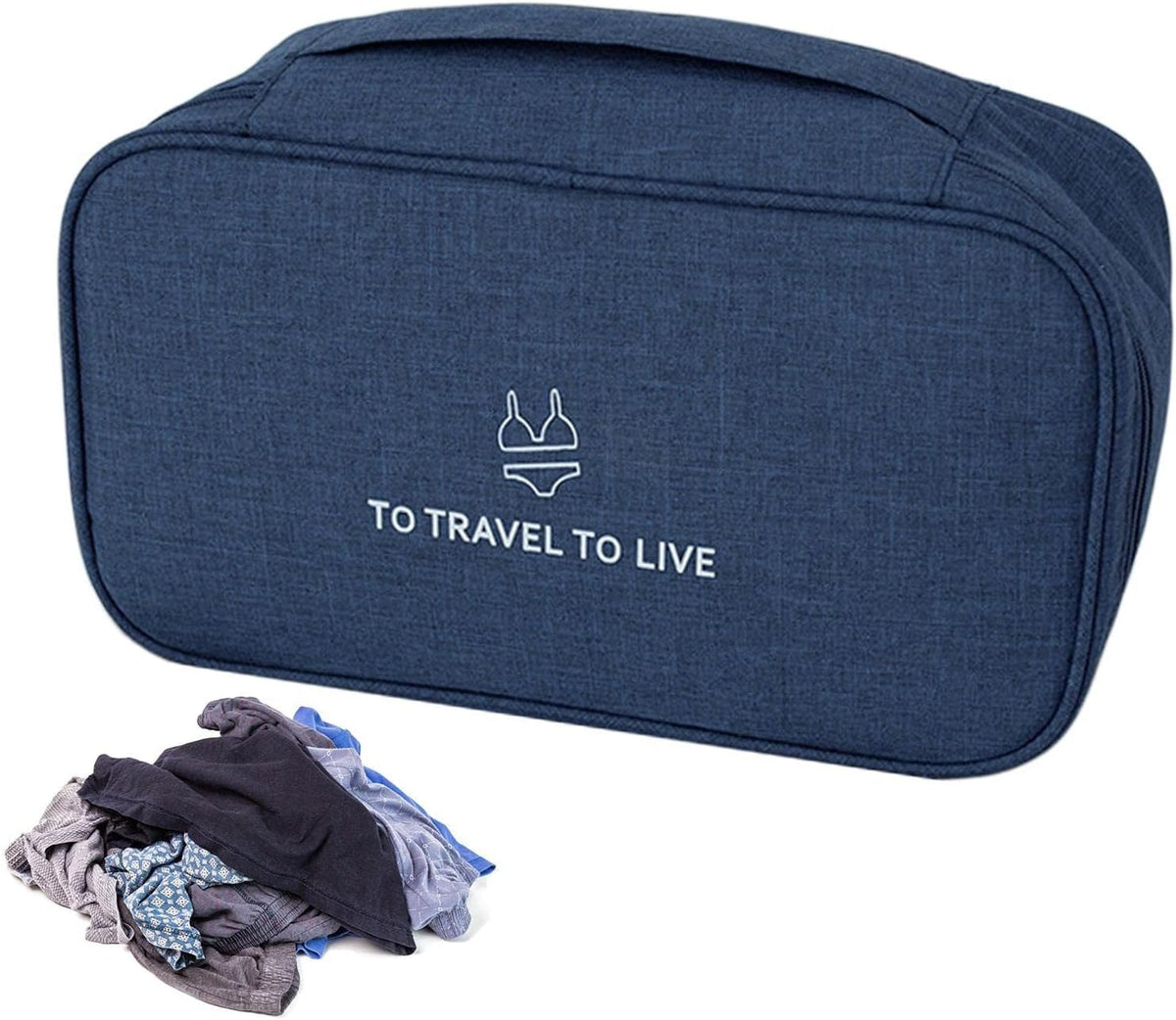 Travel Bra Underwaer Organizer Compact Lingerie Box Fornight Toiletry Bag, Portable Multi-Functional Underwear Organizer Case with Handle Travel Storage Bag Cube Cosmetic Bag