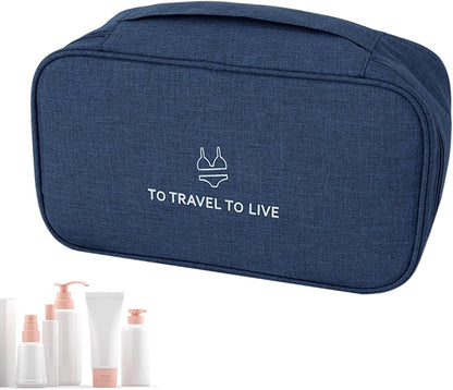 Travel Bra Underwaer Organizer Compact Lingerie Box Fornight Toiletry Bag, Portable Multi-Functional Underwear Organizer Case with Handle Travel Storage Bag Cube Cosmetic Bag