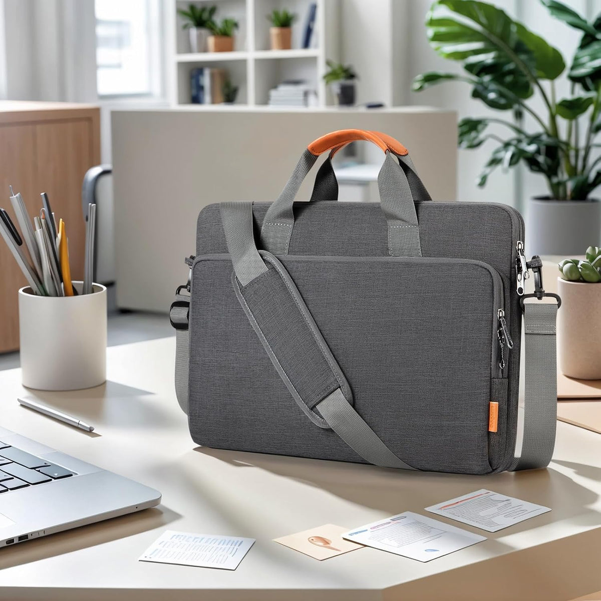 15 15.6 16 inch Laptop Bag Carrying Case | Water-Repellent Fabric Computer PC Shoulder Briefcase, Lightweight Toploader, Business Casual or School