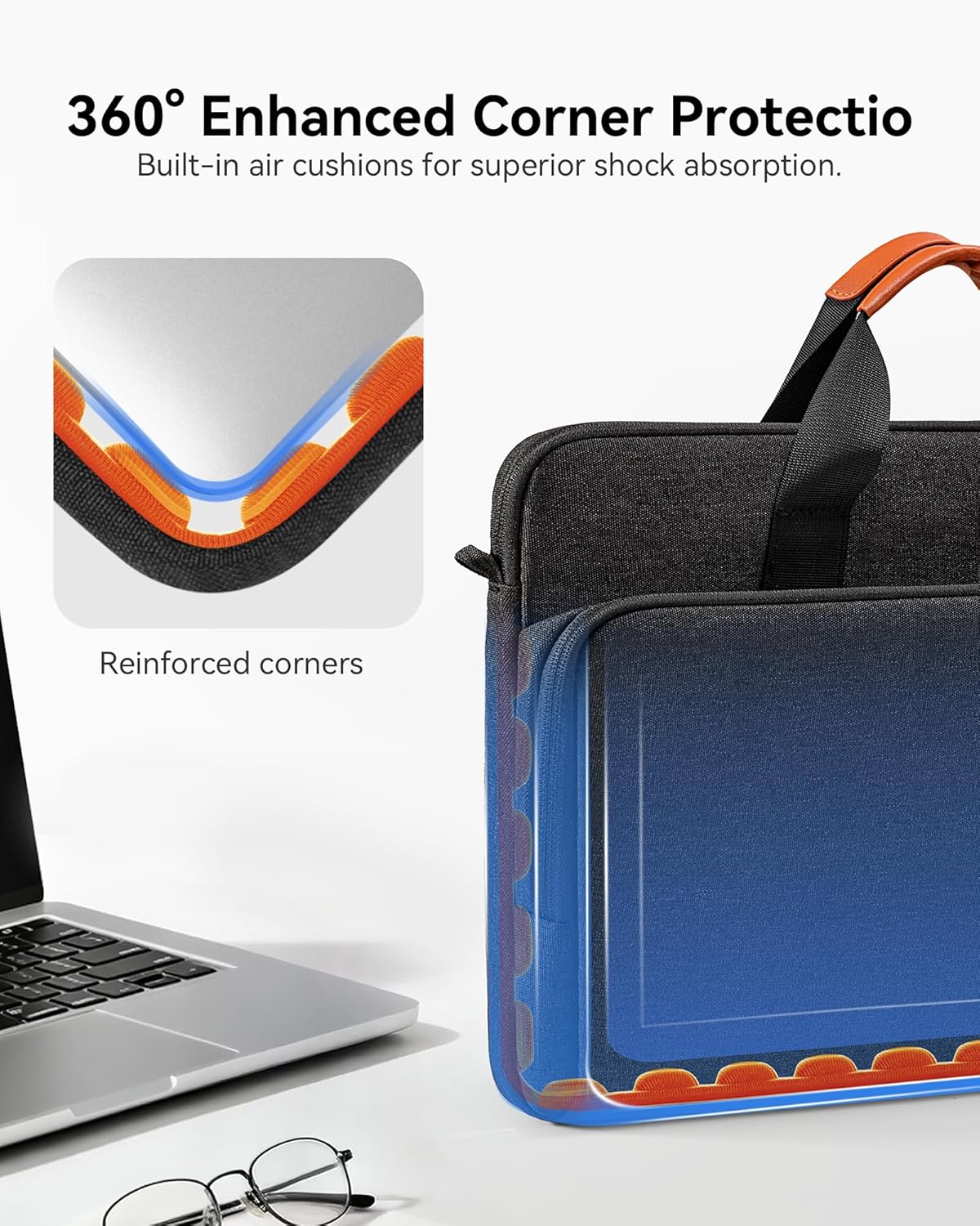 15 15.6 16 inch Laptop Bag Carrying Case | Water-Repellent Fabric Computer PC Shoulder Briefcase, Lightweight Toploader, Business Casual or School