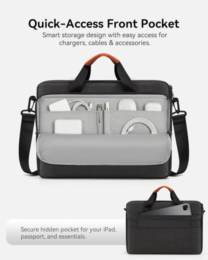 15 15.6 16 inch Laptop Bag Carrying Case | Water-Repellent Fabric Computer PC Shoulder Briefcase, Lightweight Toploader, Business Casual or School